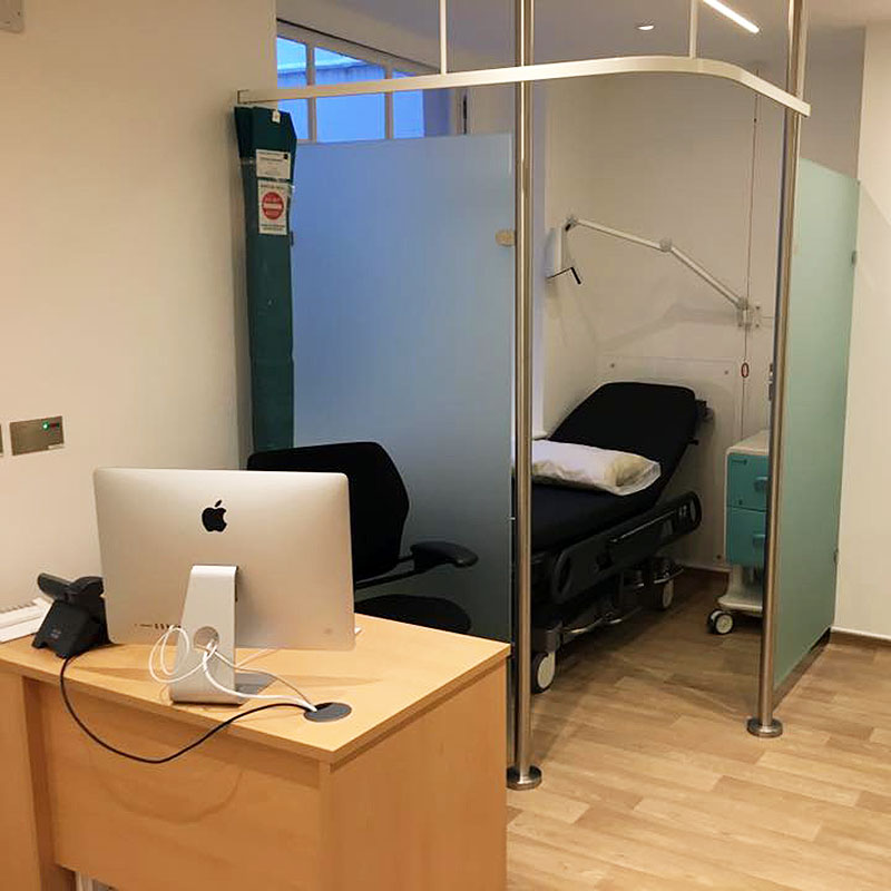 Frosted glass clinical cubicle