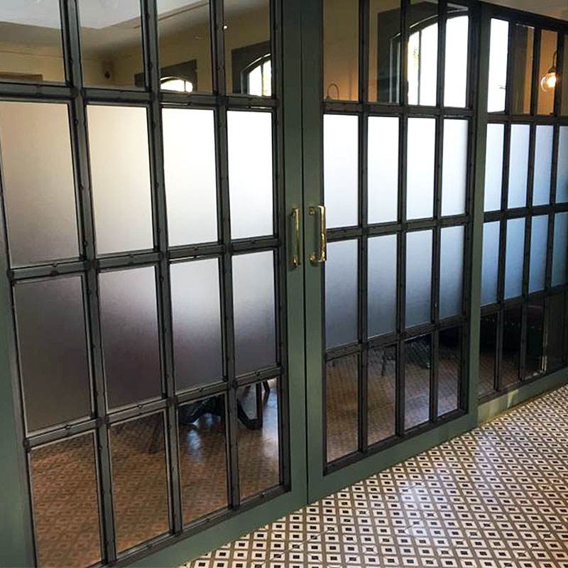 Frosted glass pub doors