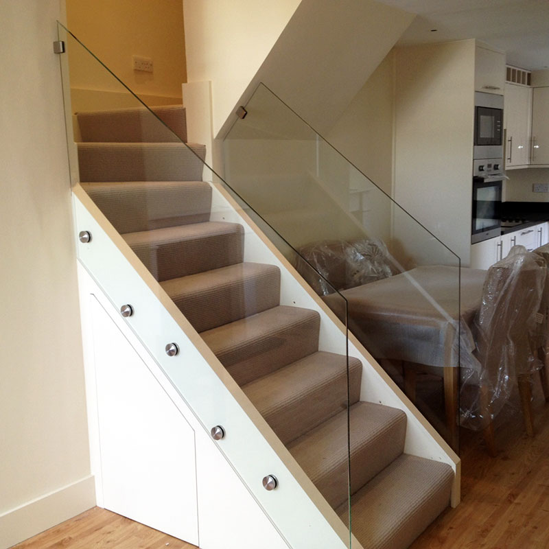 Glass balustrades in a London home