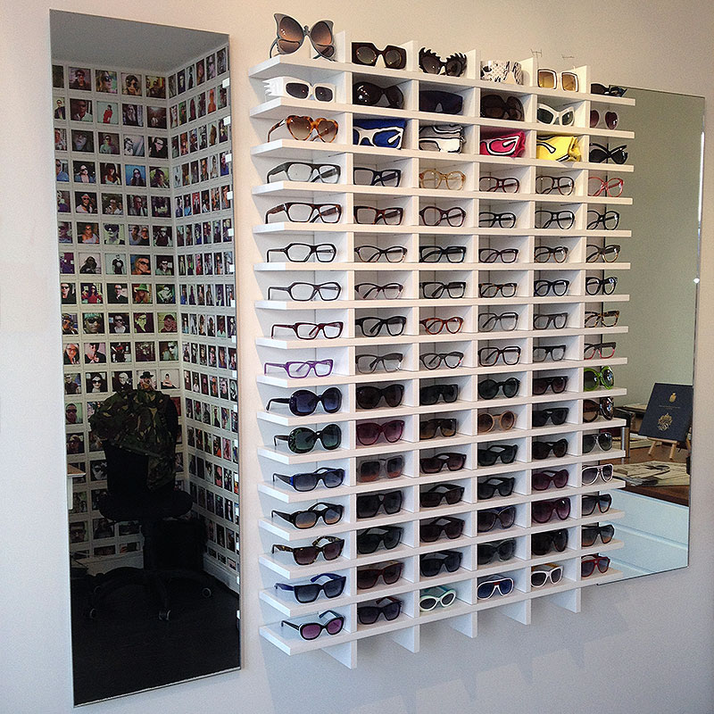 Mirrors in a shop for trying on glasses