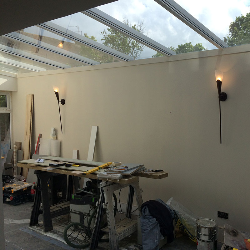 Toughened glass skylight installation in London