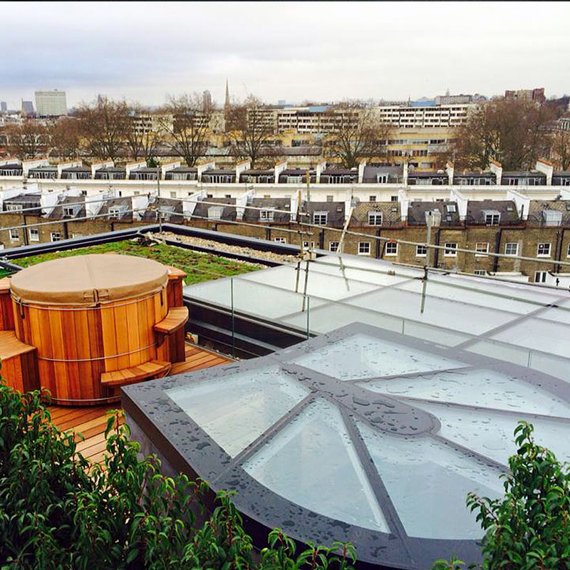 Toughened glass skylight installation in London