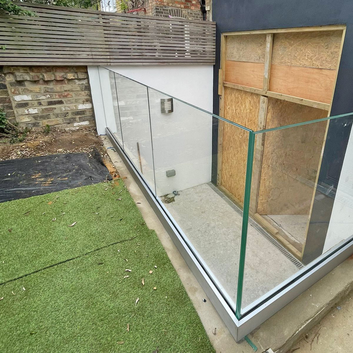 Bespoke glass balustrade outside