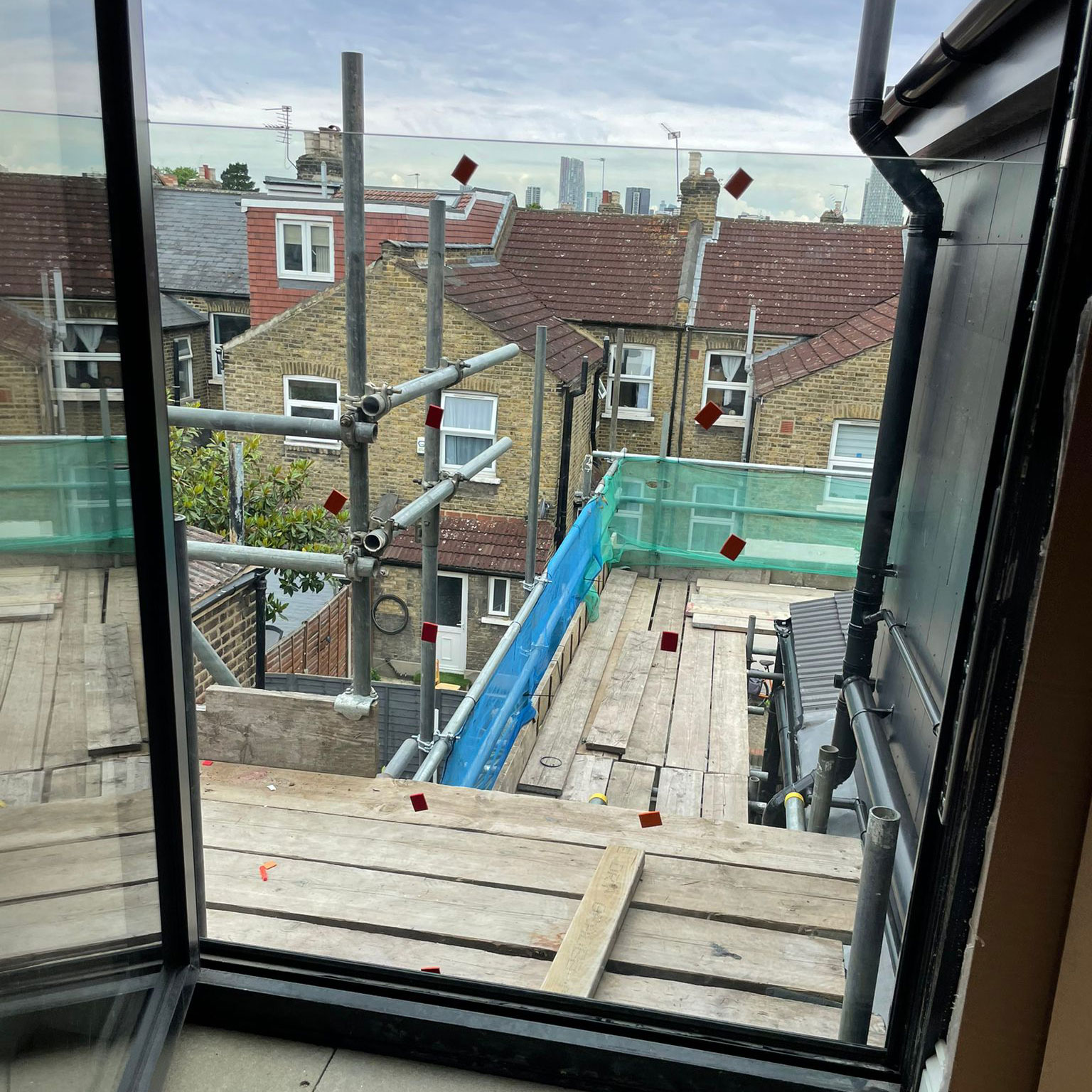 Bespoke glass balustrade being installed