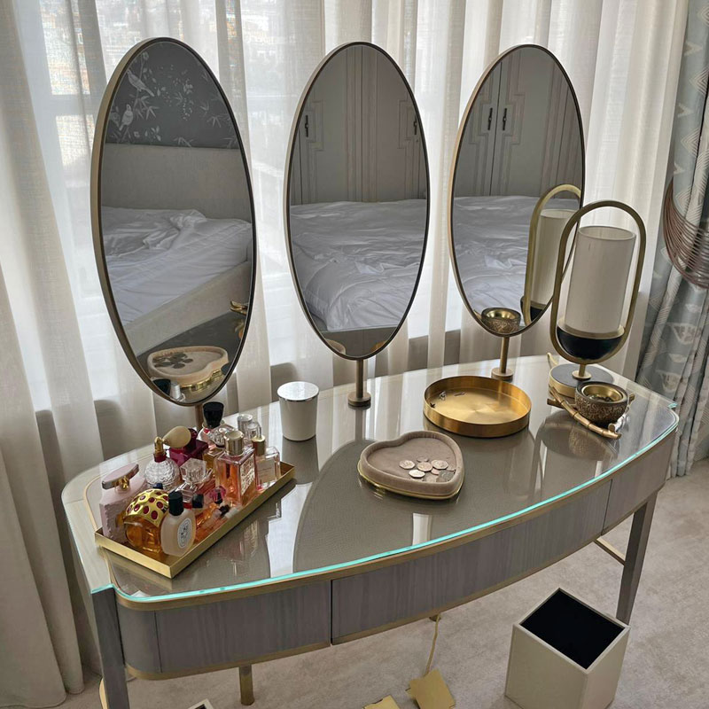 Bespoke glass topped dresser with mirrors