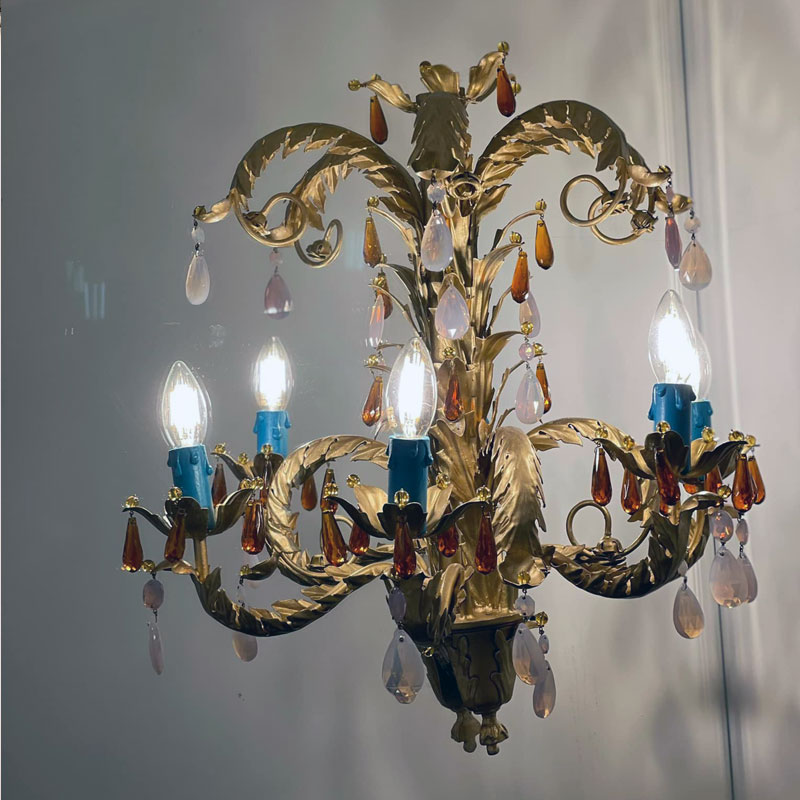 Chandelier set into a mirror