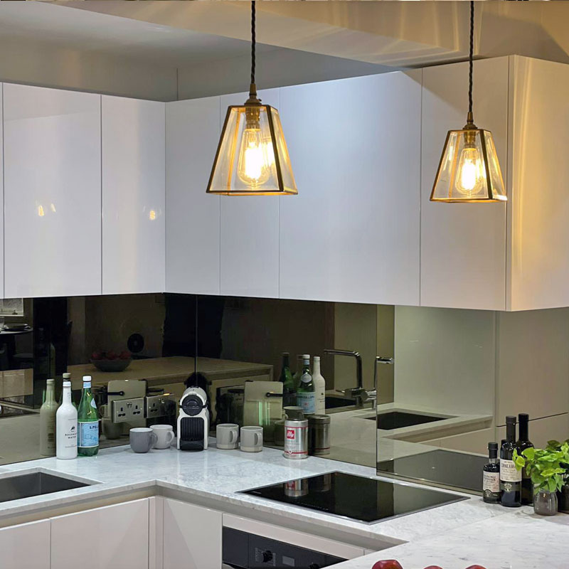 Mirrored glass kitchen splashbacks