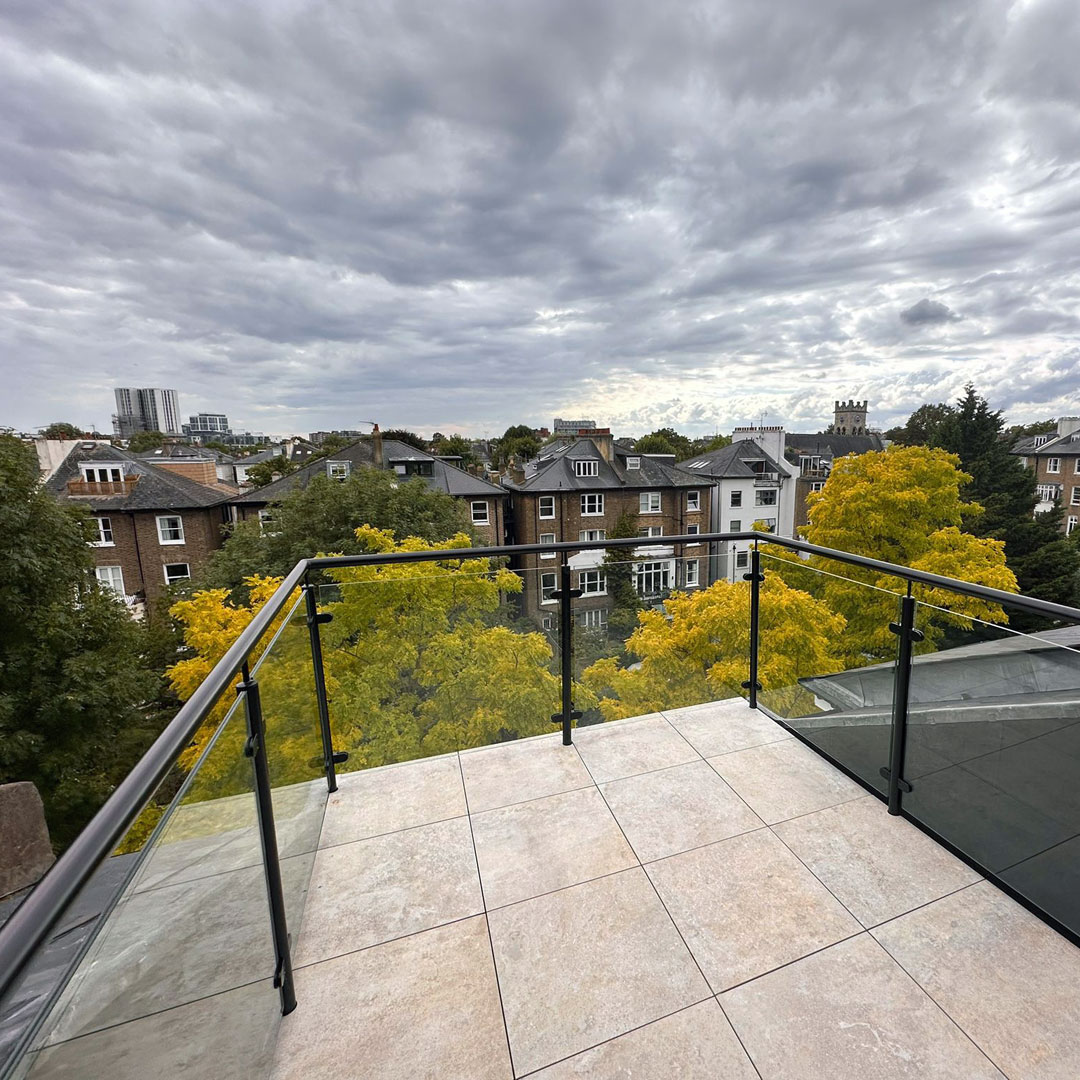 Glass rooftop balustrades in Chiswick