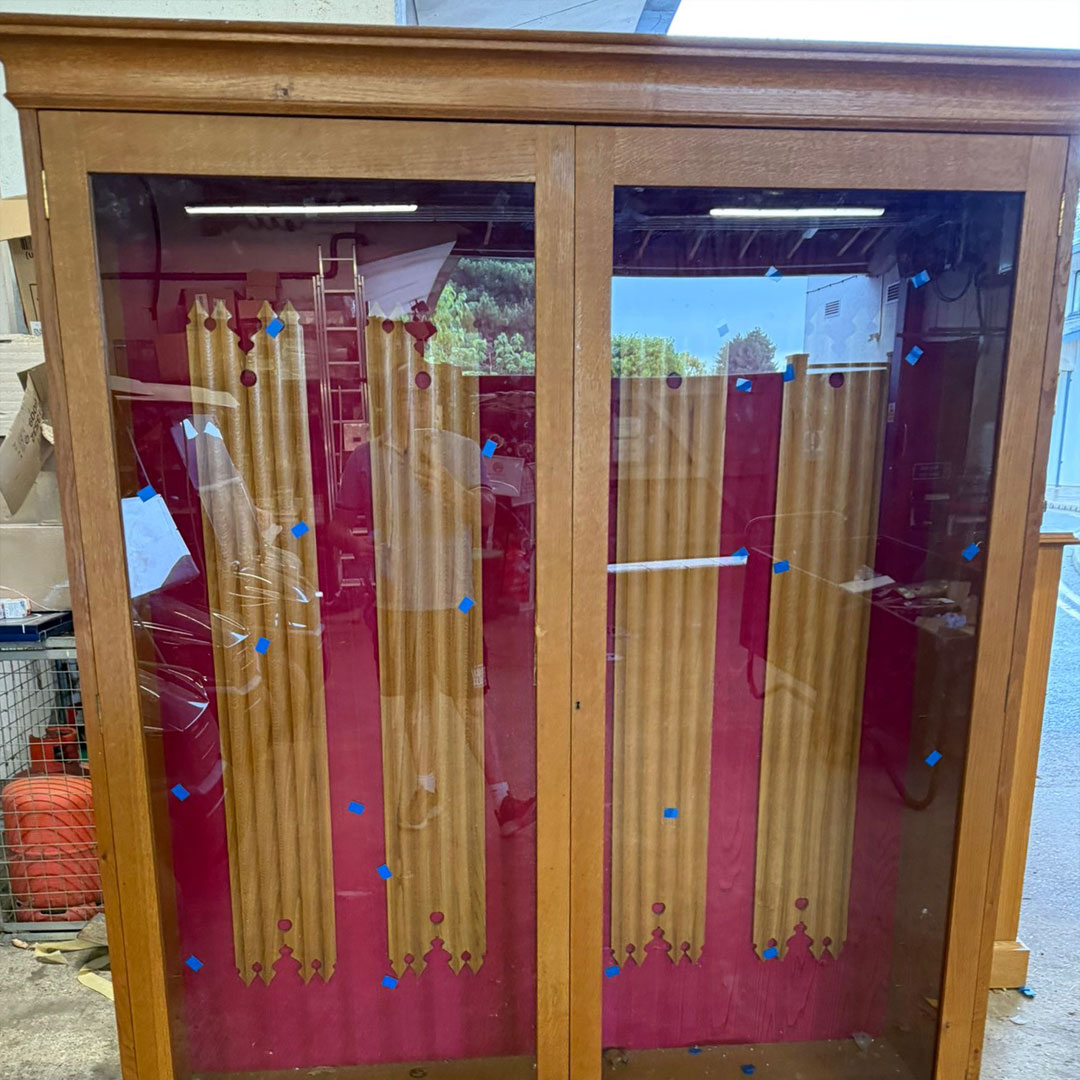 A trophy cabinet repair after a break-in at Richmond tennis club